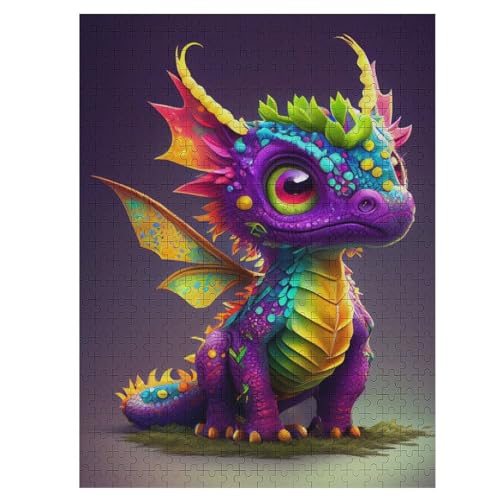 Dinosaurier Holzpuzzle Für Erwachsene Teenager Stress Abbauen Familien-Puzzlespiel Poster 500-teiliges Puzzle Kinder Lernspiel 55×41cm von HHCXX