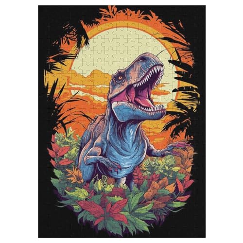 Dinosaurier -Puzzle, 300 Teile,Holzpuzzle Für Erwachsene Kinder, Lustiges Spielzeug, Denkspiel, Bildungsspiel, 42×30cm von HHCXX