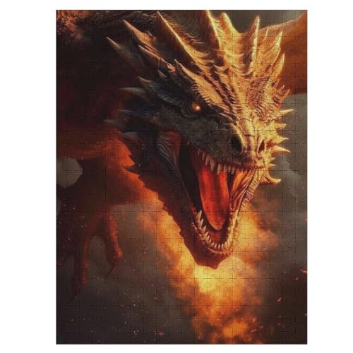 Drache 500 Teile Puzzles Für Erwachsene, Impossible Puzzle, Geschicklichkeitsspiel Für Die Ganze Familie, Kinder Holzpuzzle 55×41cm von HHCXX