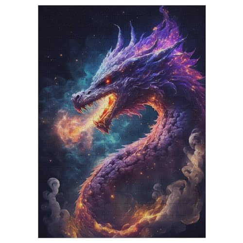 Drache Holzpuzzle 300 Teile, Knobelspiele Für Erwachsene, Teenager, Puzzles Unmögliche - Kinder Puzzle Zimmer Deko 42×30cm von HHCXX