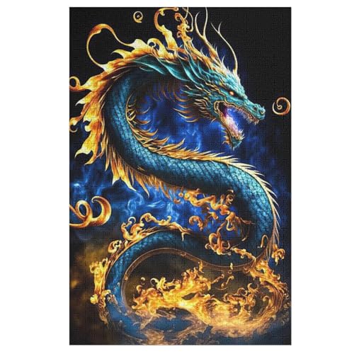 Drache Puzzle Für Erwachsene 1000 Teile Premium Recyceltes Brett Zum Lernen, Lernspielzeug, Familienspiele Kinder Holzpuzzle 78×53cm von HHCXX