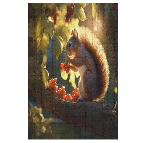 Eichhörnchen Holzpuzzle Für Erwachsene Teenager Stress Abbauen Familien-Puzzlespiel Poster 1000-teiliges Puzzle Kinder Lernspiel 78×53cm von HHCXX