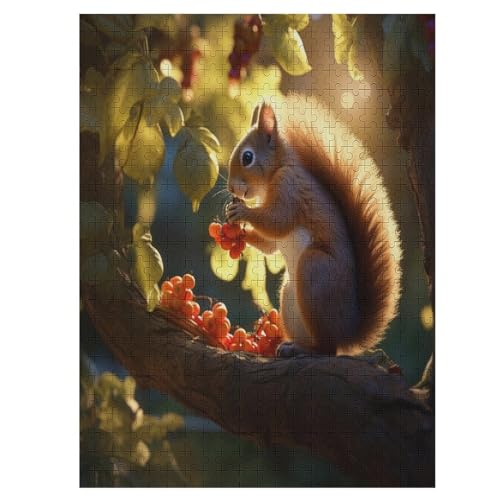 Eichhörnchen Puzzles 500 Teile Erwachsener Kniffel Spaß Für Die Ganze Familie, Holzpuzzle Kinder Erwachsene, Impossible Puzzle Schwer 55×41cm von HHCXX