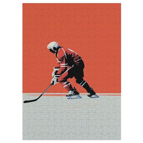 Eishockey 300 Teile Premium-Puzzles Für Erwachsene Kinder- Holzpuzzles Spaß Und Lernspiele - Perfekte Puzzle-Geschenke 42×30cm von HHCXX