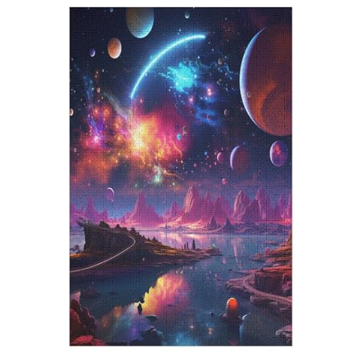 Farbenfrohes Universum Holzpuzzle Erwachsene - 1000 Teiliges Jigsaw Knobelspiel - Puzzle Für Erwachsene & Kinder - Outdoor & Reisespielzeug 78×53cm von HHCXX