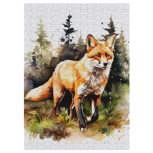 Fuchs Holzpuzzle Erwachsene - 300 Teiliges Jigsaw Knobelspiel - Puzzle Für Erwachsene & Kinder - Outdoor & Reisespielzeug 42×30cm von HHCXX