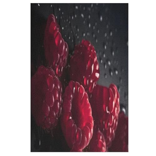 Für Erwachsene 1000-Teiliges Frische Himbeeren -Puzzles, Holzbrett-Puzzle, Für Kinder, Geschenke, 78×53cm von HHCXX