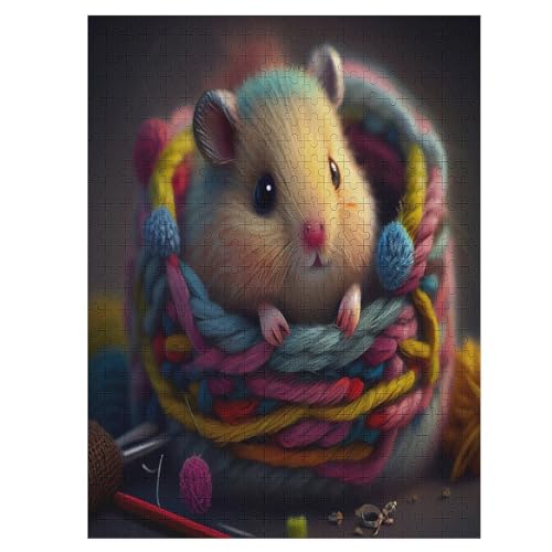 Hamster Holzpuzzle 500 Teile, Knobelspiele Für Erwachsene, Teenager, Puzzles Unmögliche - Kinder Puzzle Zimmer Deko 55×41cm von HHCXX