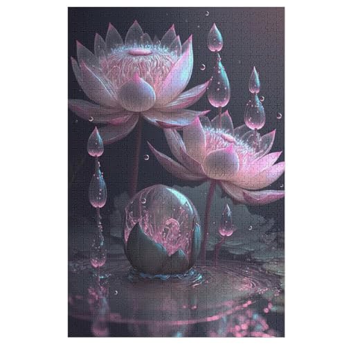 Holzpuzzle Lotus Flower Puzzle 1000 Teile Erwachsene Klassische Pädagogisches Spielzeug Kinder Lernspiel Herausforderndes Puzzles 78×53cm von HHCXX