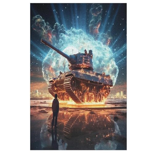 Holzpuzzle Panzer Puzzle 1000 Teile Erwachsene Klassische Pädagogisches Spielzeug Kinder Lernspiel Herausforderndes Puzzles 78×53cm von HHCXX