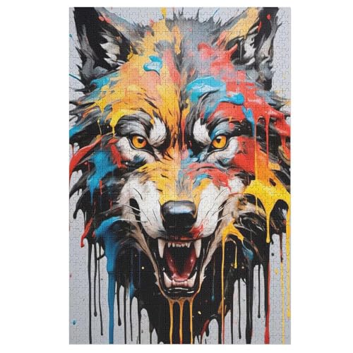 Holzpuzzle Wolf Puzzle 1000 Teile Erwachsene Klassische Pädagogisches Spielzeug Kinder Lernspiel Herausforderndes Puzzles 78×53cm von HHCXX