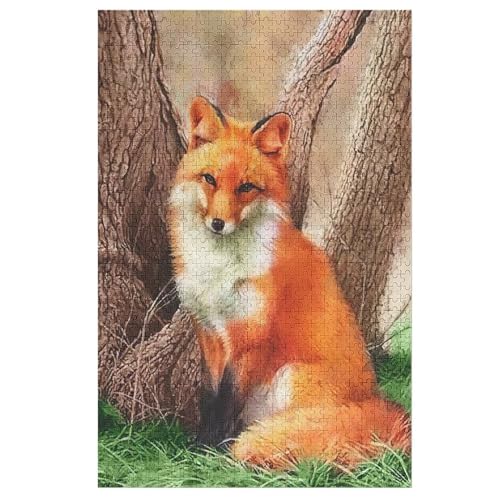 Holzpuzzles 1000 Teile Fuchs -Puzzle Für Jungen Und Mädchen, Schwierigkeitsgrad, Lernspiele, Familienspielzeug 78×53cm von HHCXX