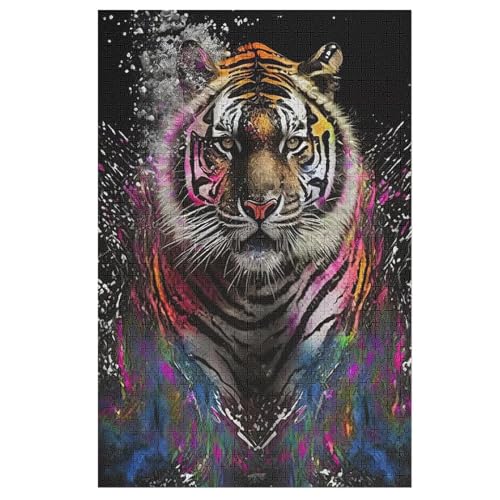 Holzpuzzles 1000 Teile Tiger -Puzzle Für Jungen Und Mädchen, Schwierigkeitsgrad, Lernspiele, Familienspielzeug 78×53cm von HHCXX