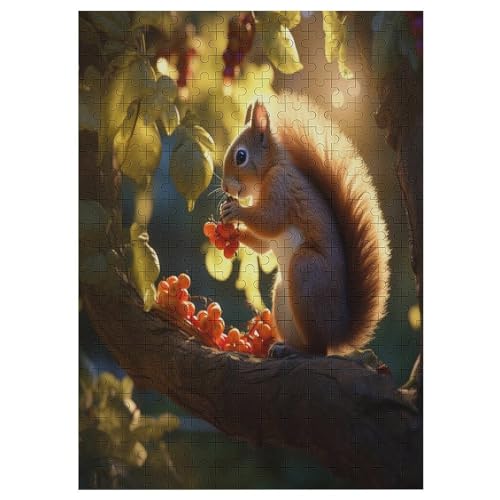 Holzpuzzles 300 Teile Eichhörnchen -Puzzle Für Jungen Und Mädchen, Schwierigkeitsgrad, Lernspiele, Familienspielzeug 42×30cm von HHCXX