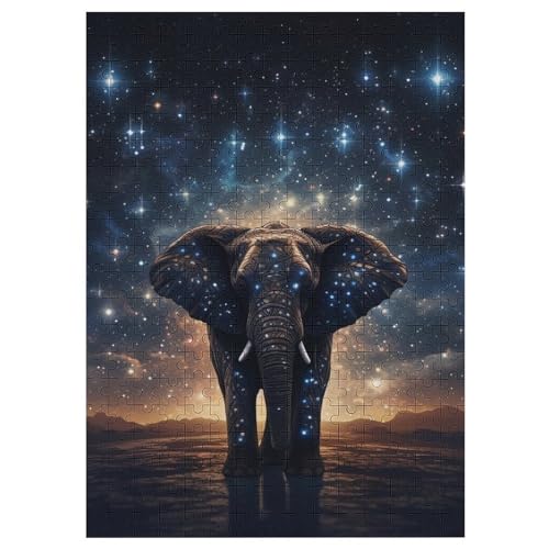 Holzpuzzles 300 Teile Elefant -Puzzle Für Jungen Und Mädchen, Schwierigkeitsgrad, Lernspiele, Familienspielzeug 42×30cm von HHCXX