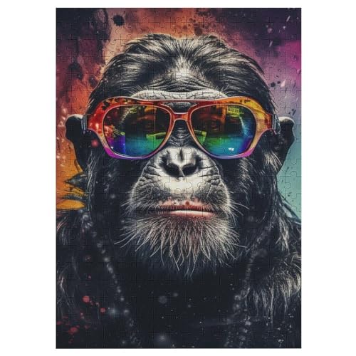 Holzpuzzles 300 Teile Gorilla -Puzzle Für Jungen Und Mädchen, Schwierigkeitsgrad, Lernspiele, Familienspielzeug 42×30cm von HHCXX