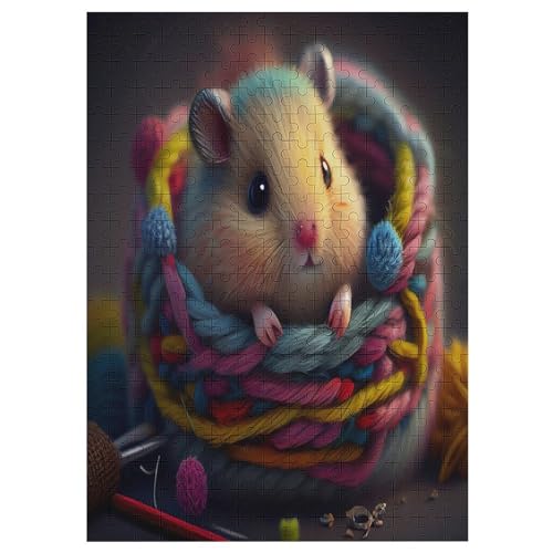 Holzpuzzles 300 Teile Hamster -Puzzle Für Jungen Und Mädchen, Schwierigkeitsgrad, Lernspiele, Familienspielzeug 42×30cm von HHCXX