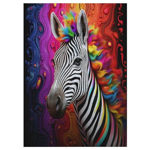 Holzpuzzles 300 Teile Zebra -Puzzle Für Jungen Und Mädchen, Schwierigkeitsgrad, Lernspiele, Familienspielzeug 42×30cm von HHCXX