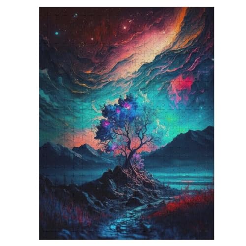 Holzpuzzles 500 Teile Kosmischer Lebensbaum -Puzzle Für Jungen Und Mädchen, Schwierigkeitsgrad, Lernspiele, Familienspielzeug 55×41cm von HHCXX