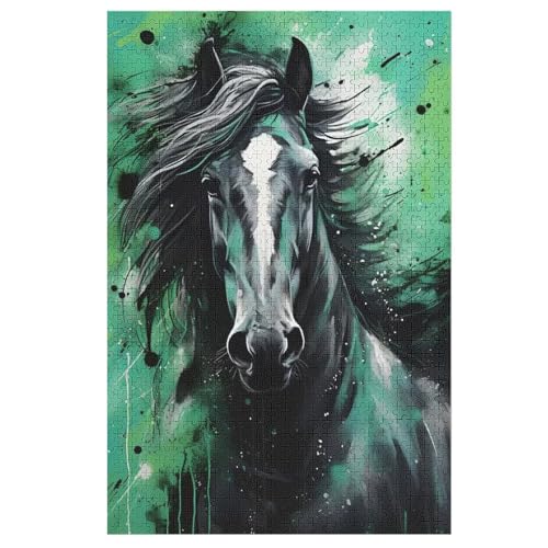 Horse Holzpuzzle Erwachsene - 1000 Teiliges Jigsaw Knobelspiel - Puzzle Für Erwachsene & Kinder - Outdoor & Reisespielzeug 78×53cm von HHCXX