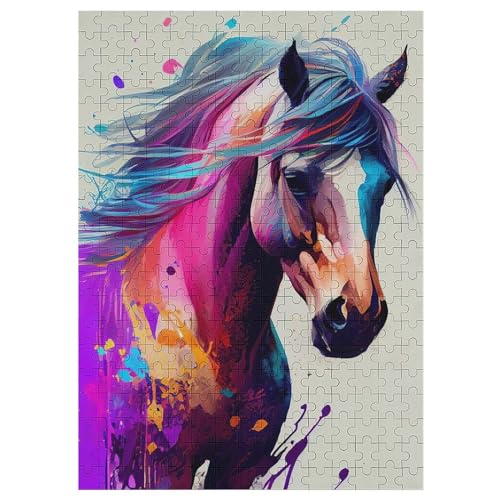 Horse Holzpuzzle Für Erwachsene Teenager Stress Abbauen Familien-Puzzlespiel Poster 300-teiliges Puzzle Kinder Lernspiel 42×30cm von HHCXX