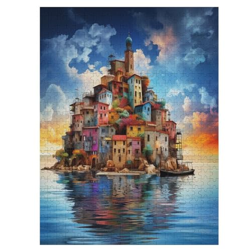 Italienische Landschaft Puzzle 500 Teile, Holzpuzzle Herausforderndes Geschicklichkeitsspiel, Kinder Erwachsenenpuzzle Ab 12 Jahren 55×41cm von HHCXX