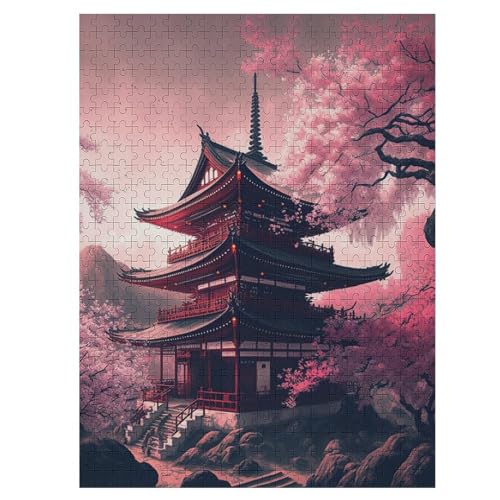 Japanese Temple Puzzle Für Erwachsene 500 Teile Premium Recyceltes Brett Zum Lernen, Lernspielzeug, Familienspiele Kinder Holzpuzzle 55×41cm von HHCXX