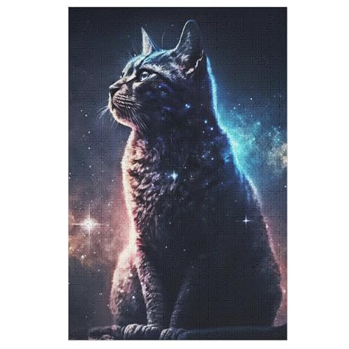 Katze 1000 Teile Puzzles Für Erwachsene, Impossible Puzzle, Geschicklichkeitsspiel Für Die Ganze Familie, Kinder Holzpuzzle 78×53cm von HHCXX