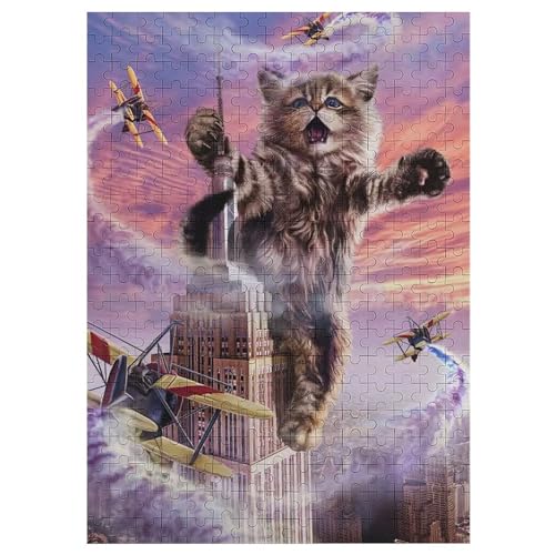 Katze 300 Teile Puzzles Für Erwachsene, Impossible Puzzle, Geschicklichkeitsspiel Für Die Ganze Familie, Kinder Holzpuzzle 42×30cm von HHCXX