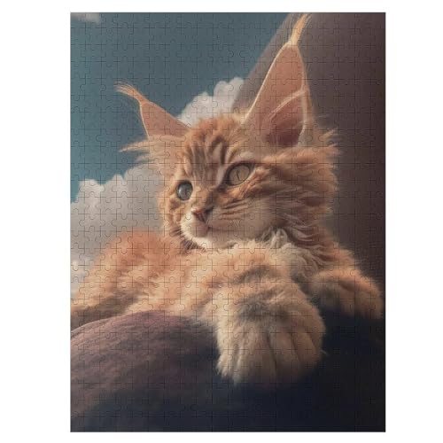 Katze Holzpuzzle 500 Teile, Knobelspiele Für Erwachsene, Teenager, Puzzles Unmögliche - Kinder Puzzle Zimmer Deko 55×41cm von HHCXX