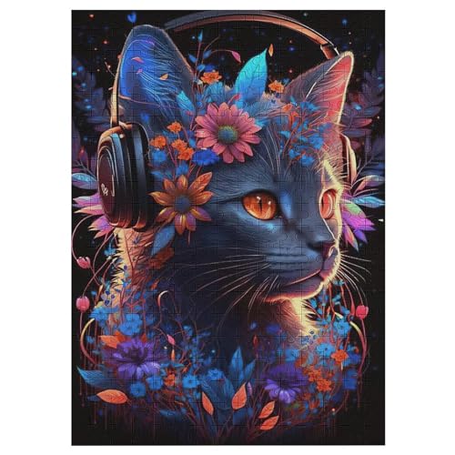 Katze -Puzzle, 300 Teile,Holzpuzzle Für Erwachsene Kinder, Lustiges Spielzeug, Denkspiel, Bildungsspiel, 42×30cm von HHCXX