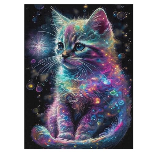 Katze -Puzzle, 500 Teile,Holzpuzzle Für Erwachsene Kinder, Lustiges Spielzeug, Denkspiel, Bildungsspiel, 55×41cm von HHCXX