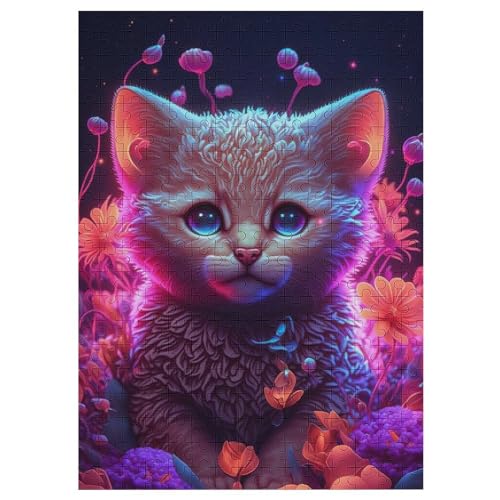 Katze Puzzle 300 Teile, Holzpuzzle Für Erwachsene Kinder, Impossible Puzzles, Geschicklichkeitsspiel Für Die Ganze Familie 42×30cm von HHCXX