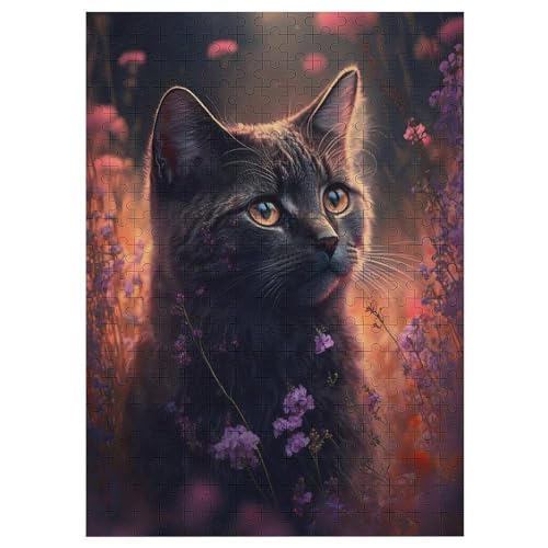 Katze Puzzle 300 Teile, Holzpuzzle Für Erwachsene Kinder, Impossible Puzzles, Geschicklichkeitsspiel Für Die Ganze Familie 42×30cm von HHCXX