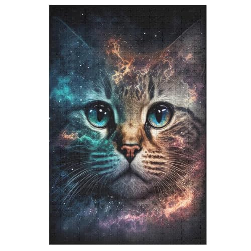 Katze Puzzle Für Erwachsene 1000 Teile Premium Recyceltes Brett Zum Lernen, Lernspielzeug, Familienspiele Kinder Holzpuzzle 78×53cm von HHCXX