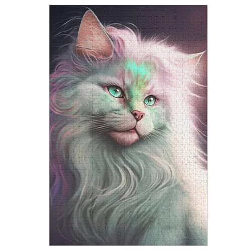 Katze Puzzles 1000 Teile Erwachsener Kniffel Spaß Für Die Ganze Familie, Holzpuzzle Kinder Erwachsene, Impossible Puzzle Schwer 78×53cm von HHCXX