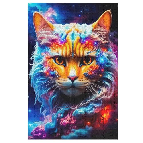 Katze Puzzles 1000 Teile Für Jugendliche Kreatives Holzpuzzlespielzeug Familienspiel Schwierigkeitsgrad Herausforderungspuzzles 78×53cm von HHCXX