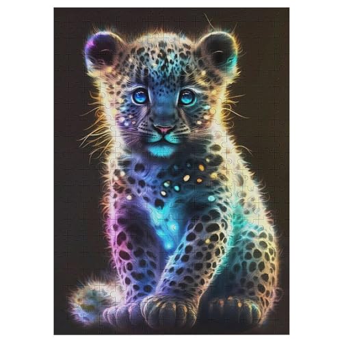 Leopard Holzpuzzle 300 Teile, Knobelspiele Für Erwachsene, Teenager, Puzzles Unmögliche - Kinder Puzzle Zimmer Deko 42×30cm von HHCXX