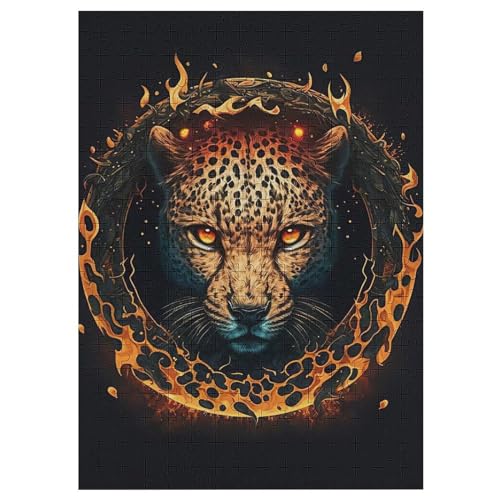 Leopard Holzpuzzle 300 Teile, Knobelspiele Für Erwachsene, Teenager, Puzzles Unmögliche - Kinder Puzzle Zimmer Deko 42×30cm von HHCXX