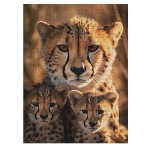 Leopard Puzzles Für Erwachsene, 500-teiliges Holzpuzzle, Geeignet Für Kinder Ab 12 Jahren, Die Pädagogische Puzzle Lernen 55×41cm von HHCXX