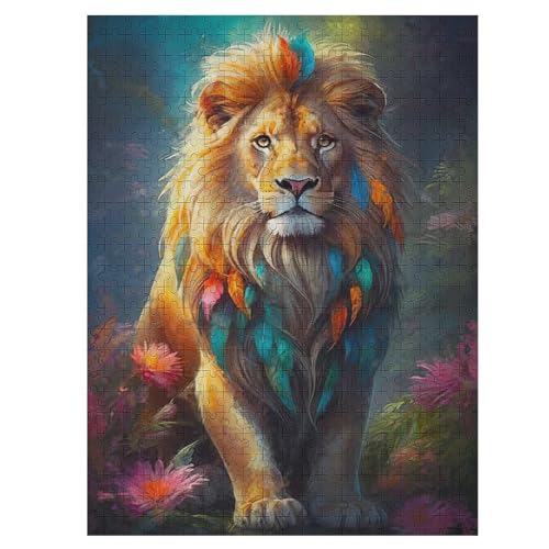 Löwe 500 Teile Puzzles Für Erwachsene, Impossible Puzzle, Geschicklichkeitsspiel Für Die Ganze Familie, Kinder Holzpuzzle 55×41cm von HHCXX