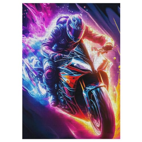 Motorrad Puzzle 300 Teile, Holzpuzzle Für Erwachsene Kinder, Impossible Puzzles, Geschicklichkeitsspiel Für Die Ganze Familie 42×30cm von HHCXX