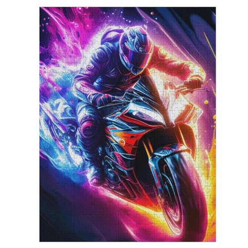 Motorrad Puzzles 500 Teile Erwachsener Kniffel Spaß Für Die Ganze Familie, Holzpuzzle Kinder Erwachsene, Impossible Puzzle Schwer 55×41cm von HHCXX