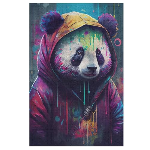 Panda 1000 Teile Puzzles Für Erwachsene,Holzpuzzle - Verringerter Druck Schwieriges Unmögliche Puzzle Für Erwachsene 12+ Kinder 78×53cm von HHCXX