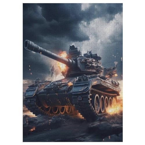 Panzer 300 Teile Puzzles Für Erwachsene, Impossible Puzzle, Geschicklichkeitsspiel Für Die Ganze Familie, Kinder Holzpuzzle 42×30cm von HHCXX