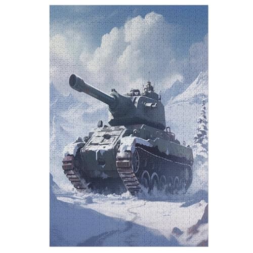 Panzer Holzpuzzle Erwachsene - 1000 Teiliges Jigsaw Knobelspiel - Puzzle Für Erwachsene & Kinder - Outdoor & Reisespielzeug 78×53cm von HHCXX