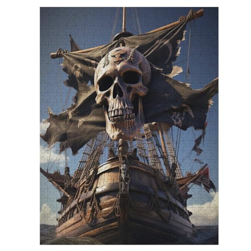 Piratenschiff Puzzle 500 Teile, Holzpuzzle Herausforderndes Geschicklichkeitsspiel, Kinder Erwachsenenpuzzle Ab 12 Jahren 55×41cm von HHCXX