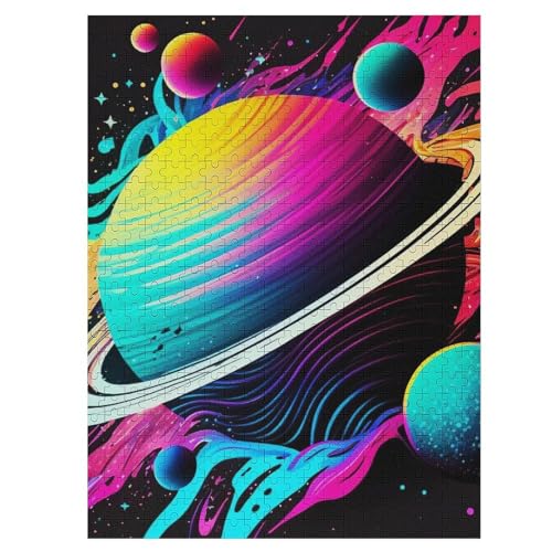 Planet Sternenhimmel 500 Teile Premium-Puzzles Für Erwachsene Kinder- Holzpuzzles Spaß Und Lernspiele - Perfekte Puzzle-Geschenke 55×41cm von HHCXX