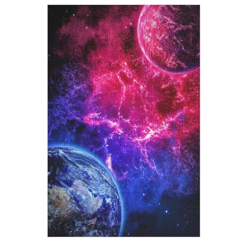 Planet Sternenhimmel Holzpuzzle - Puzzle Für Erwachsene, 1000-teilige Puzzles Für Teenager Und Kinder, Herausfordernde Spiele 78×53cm von HHCXX