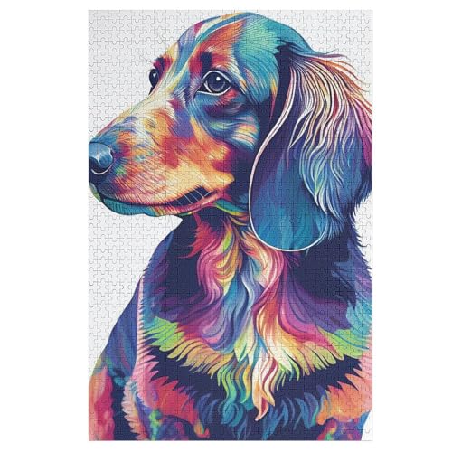 Puzzle Für Erwachsene, Dachshund Hund Puzzles, 1000-teiliges Holzpuzzle, Geeignet Für Erwachsene Und Kinder Ab 12 Jahren, Tolles Geschenk 78×53cm von HHCXX